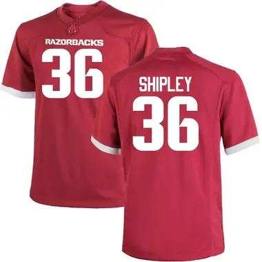 Matthew Shipley Men's Arkansas Razorbacks Cardinal Football College Jersey - Game